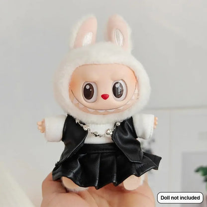 For 17cm Labubu v1/v2/v3  doll baby clothes heart Dolls Accessories Elegant Set DIY Overalls Set Decoration Accessories
