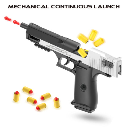 New.Desert Eagle - Black Automatic Shell Ejection Toy Gun Weapon Burst Soft Bullet Pistol Boys Gift Outdoor Game