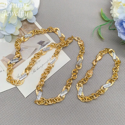 Dubai Gold Plated Jewelry Set for Men Women Hip Hop Necklace Bracelet Fashion Engagement Jewellery for Party Wedding Gifts