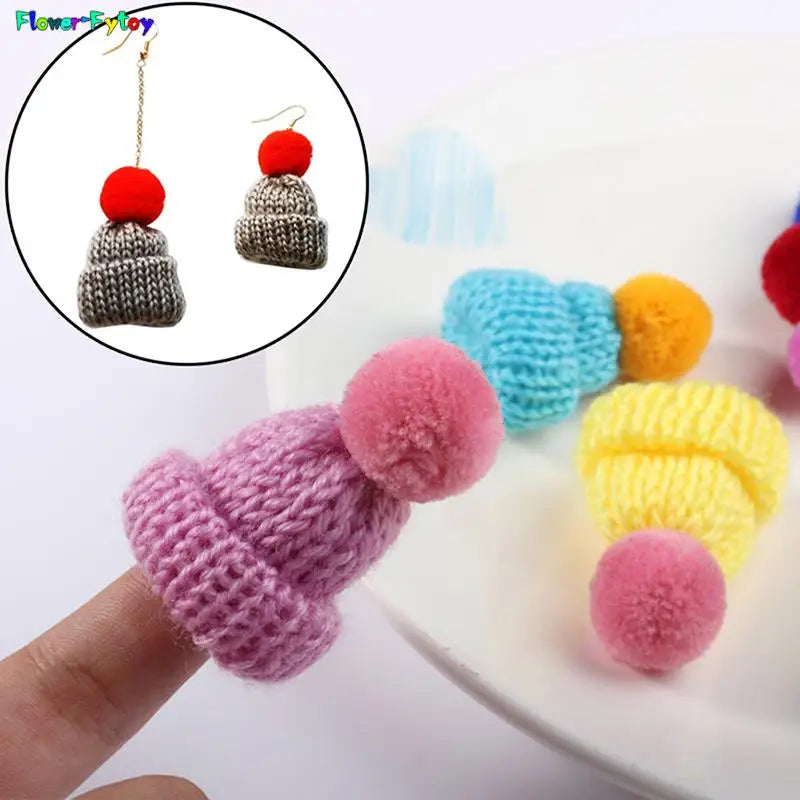 5PCS/lot Mini Handmade Small Knitting Hat For DIY Dolls Decoration Phone Case Decoration 3.5CM