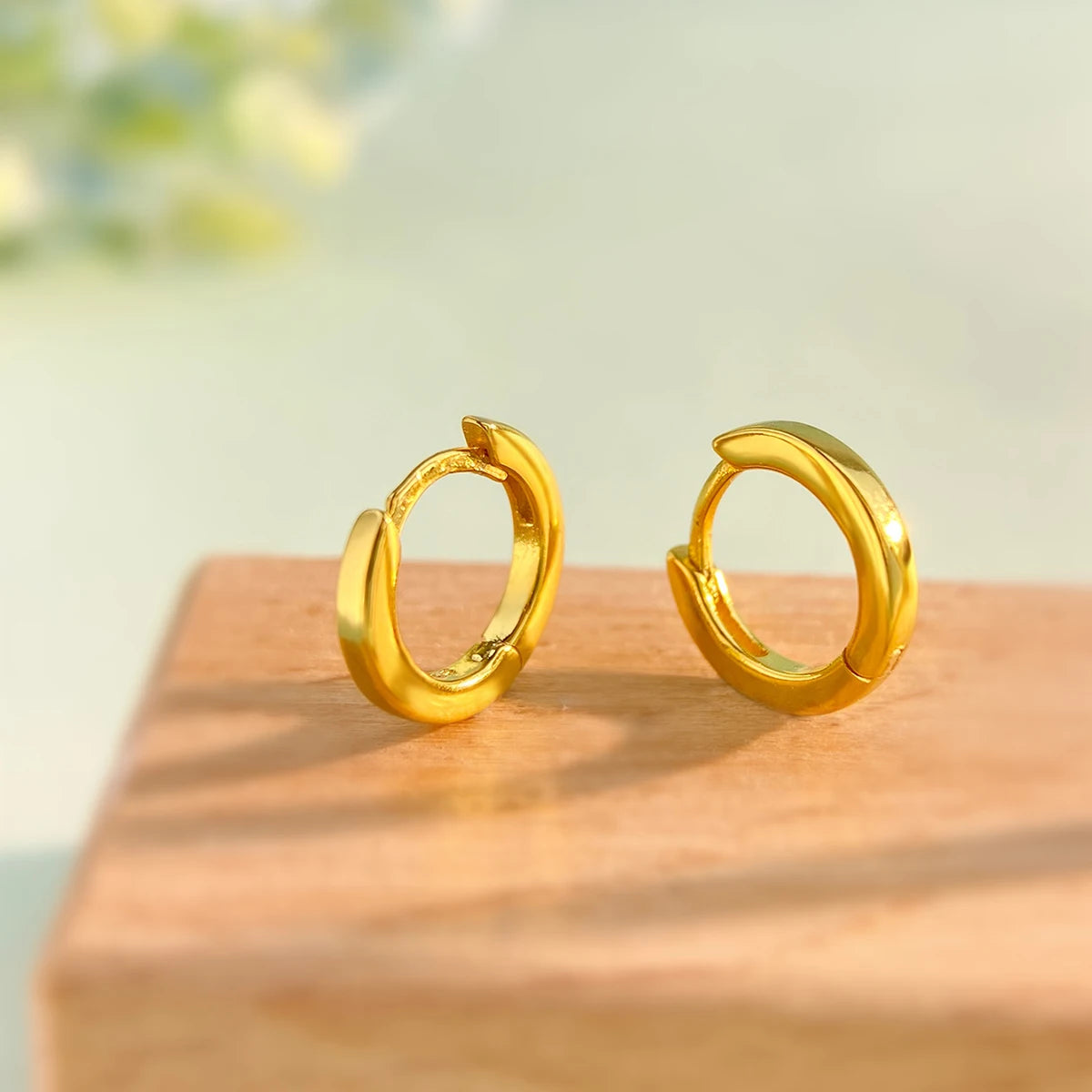 Real 925 Sterling Silver Simple Round Hoop Earrings for Women 18K Gold Plated Minimalist Huggies Ear Buckle Jewelry Accessories