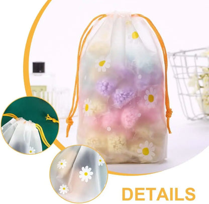 100PCS Storage Bags Waterproof EVA Drawstring Large Capacity Clothes Shoes Organizer Portable Daisy Makeup Toiletry Storage Bags