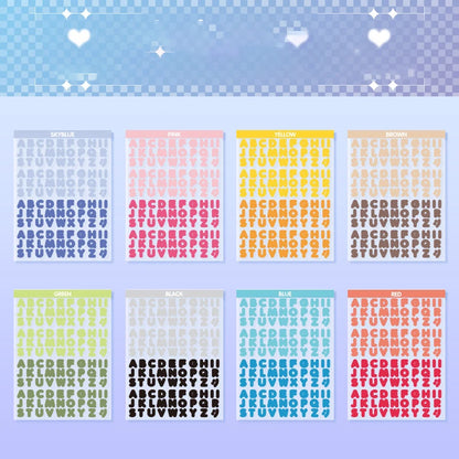 2Style 8Pcs/pack vibrant letters waterproof PET cut film handbook stickers English handbook material painting creative stickers