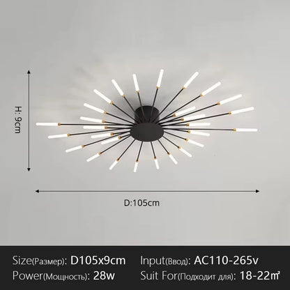 Modern Flower Shape Ceiling Lamp for Living Room Dining Room Flush Mount Metal Acrylic Sputnik Firework Petal Lighting Fixture