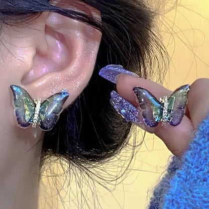Fashion Zircon Pearl Tassel Earrings for Women 2024 New Liquid Metal Long Chain Elf Butterfly Statement Earrings Party Jewelry