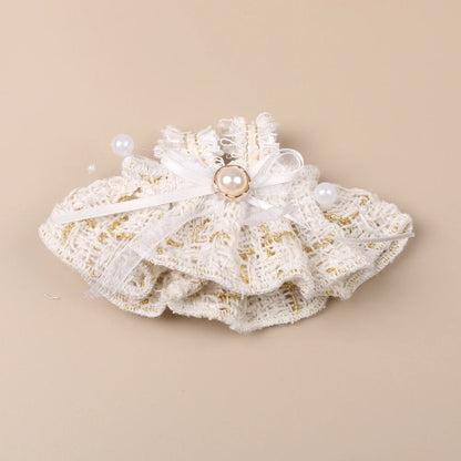 Mini Plush Doll'S Clothes Outfit Accessories For 17cm Korea Kpop Exo Labubu Idol Pearl Bow Lace Trimmed Skirt Clothing Gift