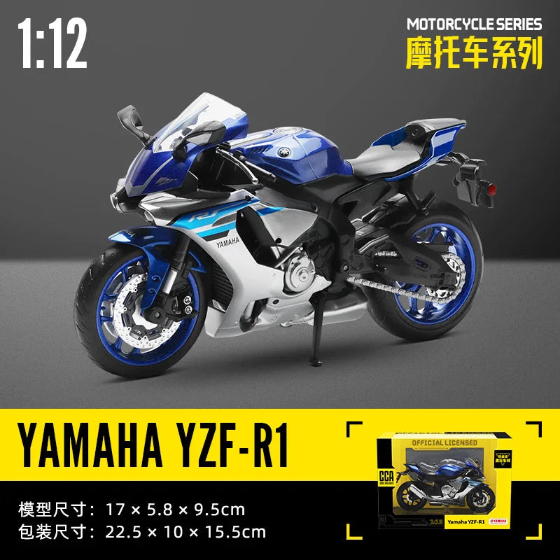 MSZ CCA 1:12 BMW R1250GS S1000R with base alloy die-cast car motorcycle model, toy gift giving, die-cast static motorcycle model