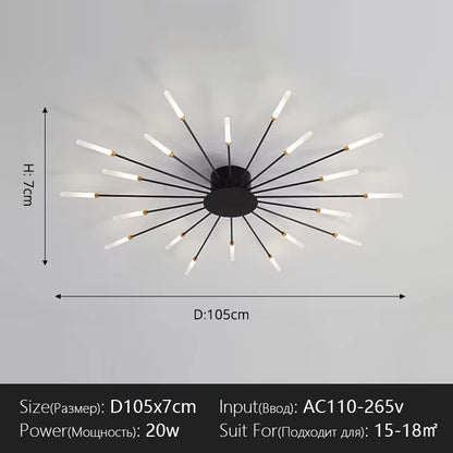 Modern Flower Shape Ceiling Lamp for Living Room Dining Room Flush Mount Metal Acrylic Sputnik Firework Petal Lighting Fixture