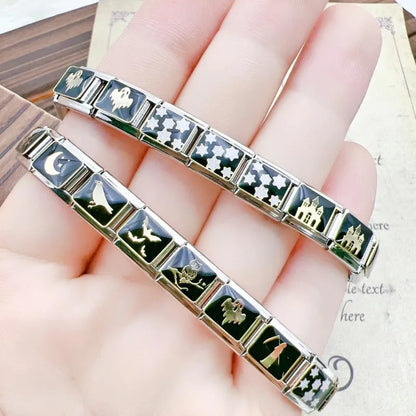 New Fashion Halloween Dark Style Skull Italian Charm Links Fit 9mm Stainless Steel Module Bracelet DIY Making Jewellry