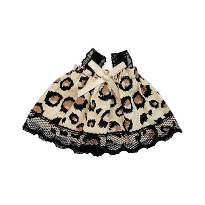 Mini Doll Clothes Outfit Accessories for 15-17cm Labubu Handmade Leopard Print Suspender Skirt Clothing