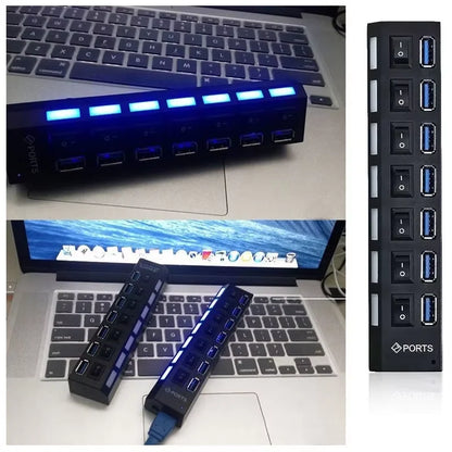 Switch Extension Hub 7-port USB2.0 Hub Computer USB Extension Hub One Drag Seven USB2.0 Splitter PC Laptop DesktopSwitch Extensi