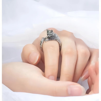 Vintage Black Alloy Cartoon Kitten Open Ring For Men And Women Personality Stylish Simple ring Crafts Suitable For Men And Women