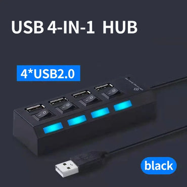 USB 3.0 Hub 4 Port 7 Port High Speed Data Transfer Expander with Led Switch Lamp Power Adapter For PC Laptop Flash Drive U Disk