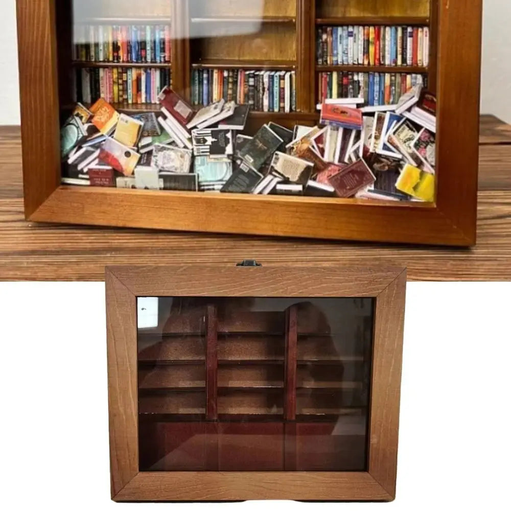 Creative Anti-Anxiety Bookshelf Miniature Wood Book Match Boxes Shaking Bookshelf Sensory Toys Home  Desktop Ornament