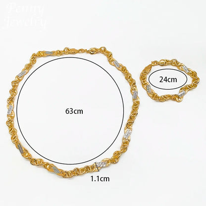 Dubai Gold Plated Jewelry Set for Men Women Hip Hop Necklace Bracelet Fashion Engagement Jewellery for Party Wedding Gifts