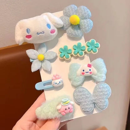 Sanrio Kuromi Plush Hairpin Cute Cartoon My Melody Cinnamoroll  Pom Pom Purin Young Girl Hair Accessories Holiday gifts