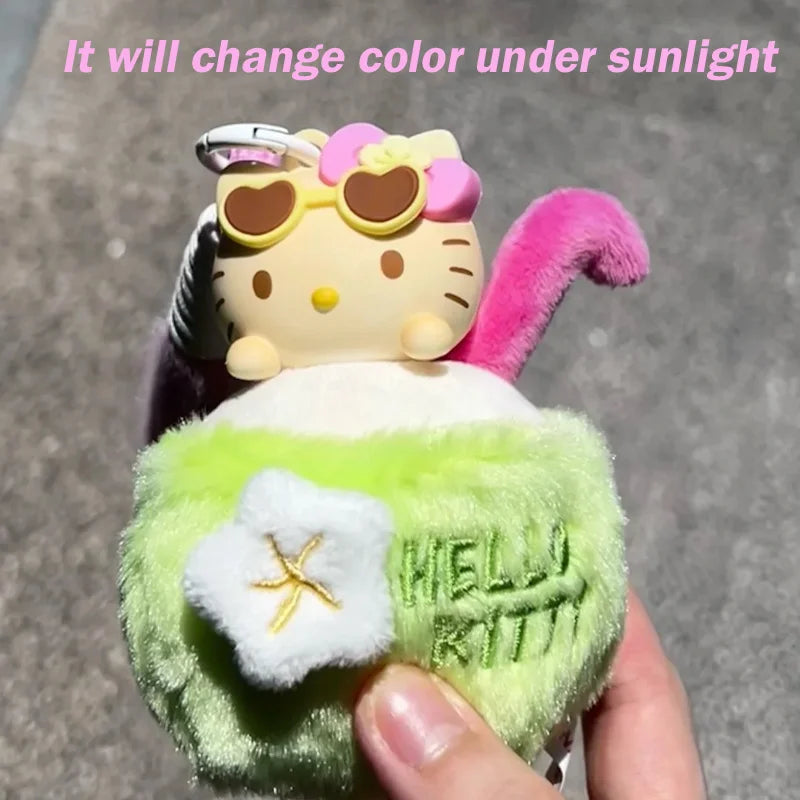 Sanrio Hellokitty Summer Black Skin Series Blind Box Sun-Sensitive Color-Changing Aroma Charm Pendant Trendy Toy Gift