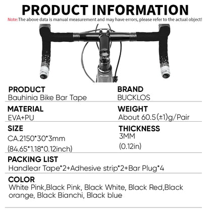 BUCKLOS Road Bike Handlebar Tape EVA+PU Non-slip Shock Absorption Handlebar Tape Flower Bar Tape Waterproof Bycicle Accessories
