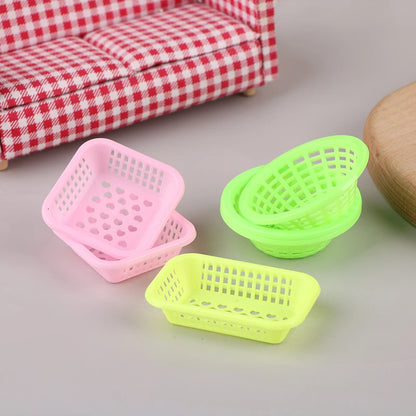 10Pcs 1:12 Dollhouse Miniature Storage Baskets Kitchen Decor Toy Doll House Accessories Basket Washing Vegetables Fruit Food