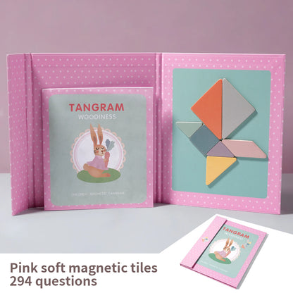 Magnetic Wooden Tangram Block Puzzle Game for Kids - Montessori Educational Intelligence Jigsaw Children's Gift