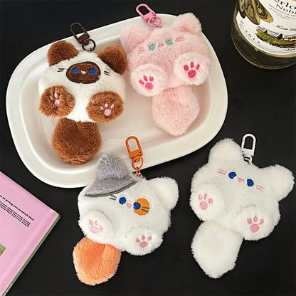 Plush Long Tail Cat Keychain Plush Doll Toys Cartoon Kitten Soft Stuffed Animal Keyring Backpack Charms Bag Pendant Decor Gifts