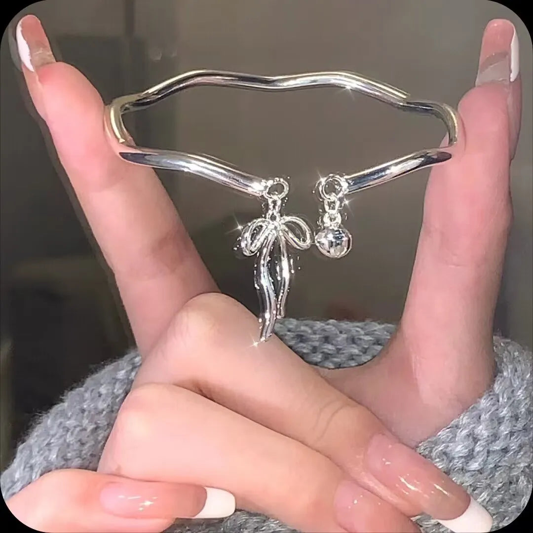 New simple bow bell opening adjustable girlfriends bracelet
