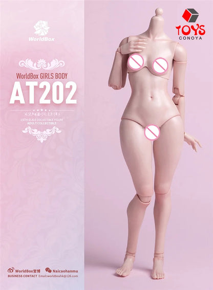 AT201 AT202 AT203 1/6 Girls Joint Flexible Body Normal Fat Leg 12 Inch Female Soldier White Suntan Skin Action Figure Body