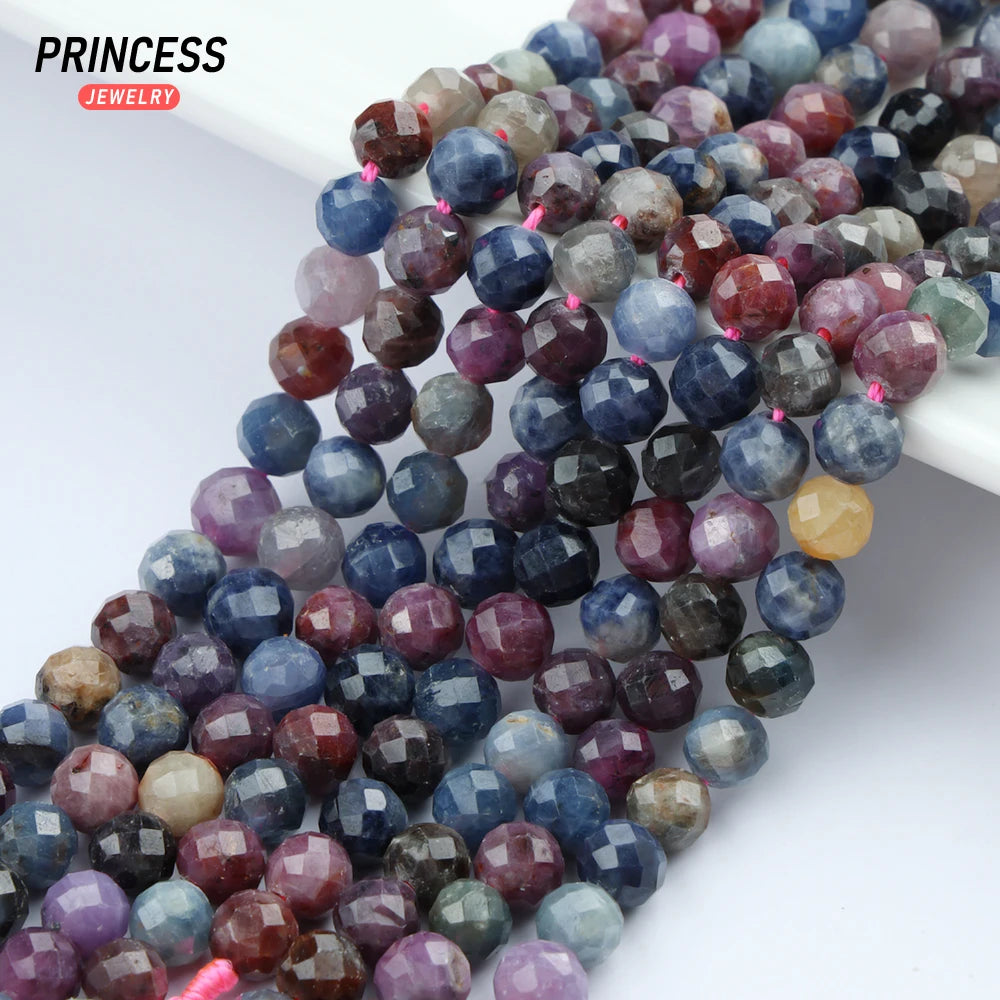 Natural Ruby Sapphire Faceted Beads Untreated Beads for Jewelry Making DIY, Wholesale Stone Beads