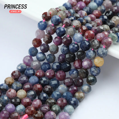 Natural Ruby Sapphire Faceted Beads Untreated Beads for Jewelry Making DIY, Wholesale Stone Beads