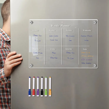 1Pcs 3D Magnetic Transparent Acrylic Week Plan Notes Message Board Erasable Magnetic Refrigerator Sticker Back To School Gift