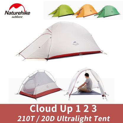Naturehike Cloud Up Ultralight Hiking Tent 20D Fabric Tent Single Tandem Outdoor Waterproof Hiking Tent