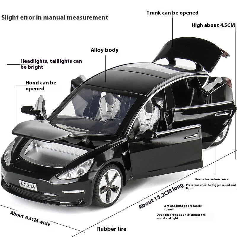1:32 Model 3 Model X Alloy Diecast Metal Model Car Sound & Light Mini GT Miniature Collections Decorative Ornaments Gifts Friend