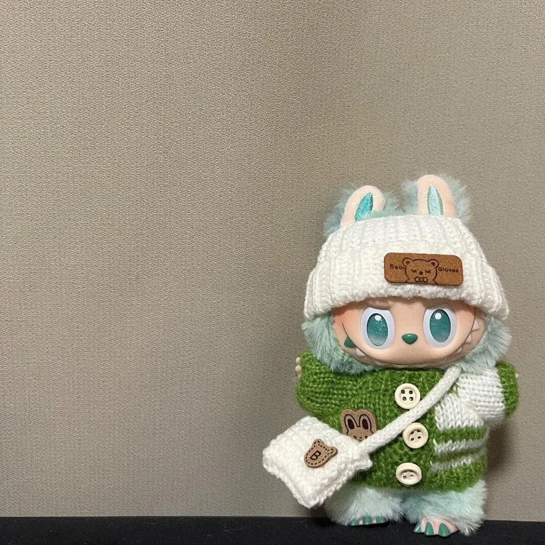 Labubu 3.0 Big into Energy Series Clothes  Labubu Bear Sweater Flanged hat Set Combining fashion & cuteness Labubu Ropa[no doll]