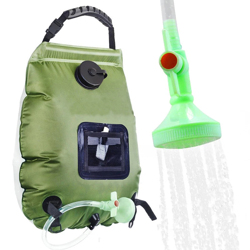 Solar Shower Bag | 20L Solar Heating Camping Shower Bag | Removable Hose | On-Off Switchable Shower Head | Ducha Portatil | Trav