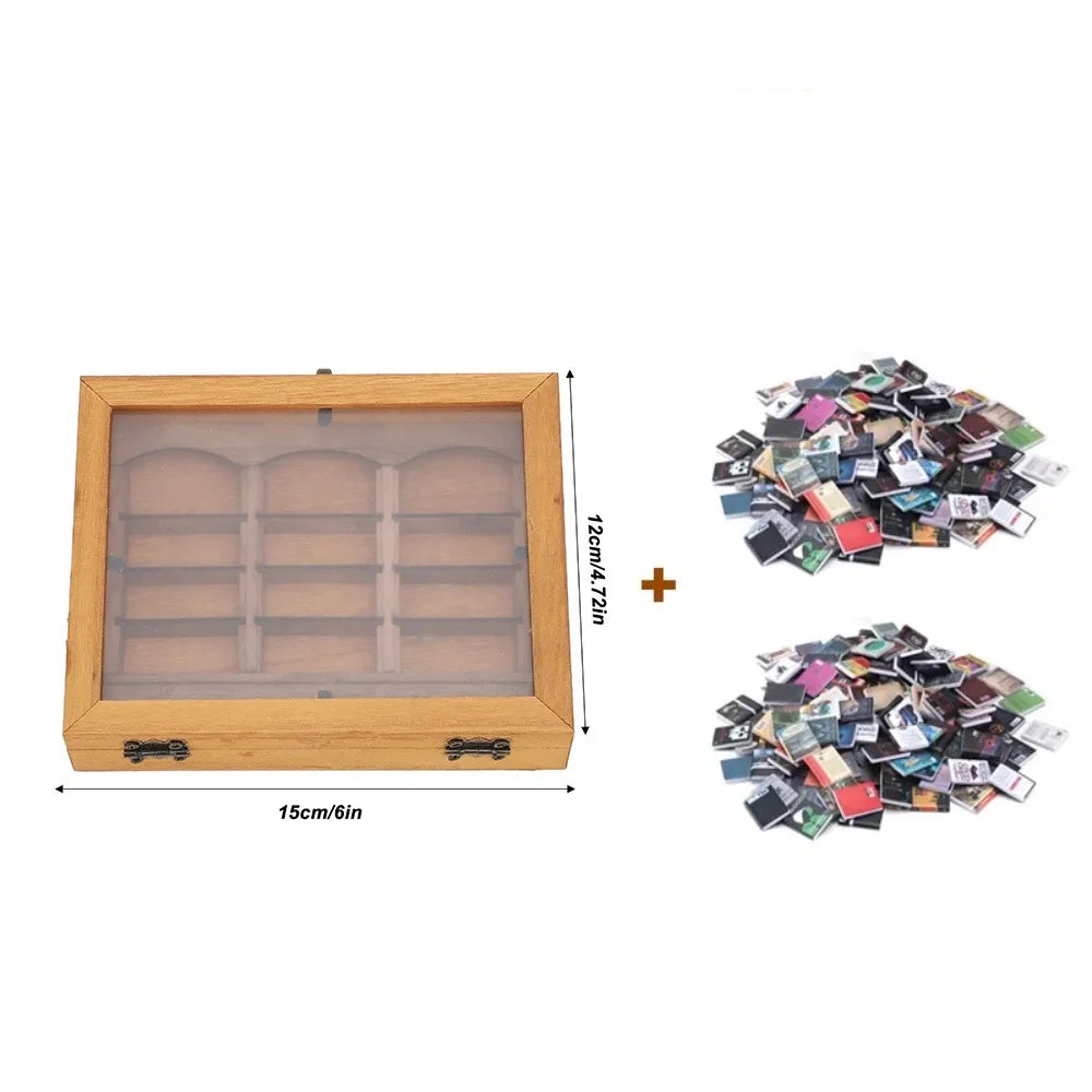 Creative Anti-Anxiety Bookshelf Miniature Wood Book Match Boxes Shaking Bookshelf Sensory Toys Home  Desktop Ornament