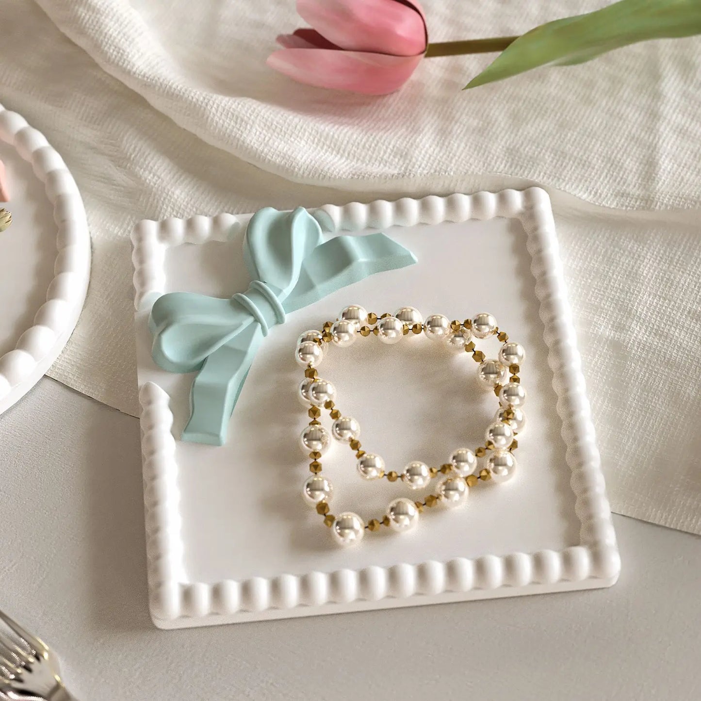 DIY Bow Bubble Tray Coaster Silicone Mold Plaster Epoxy Concrete Cement Mould Handicrafts Gift Jewelry Storage Tray Home Decor