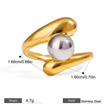 1PC fashion hollow irregular stainless steel ring, embellished with steel beads, stackable ring, suitable for daily casual wear