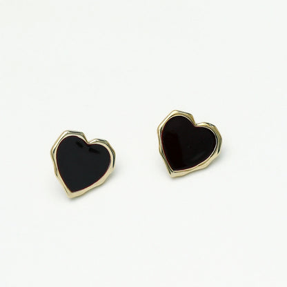 Big Peach Red Heart Stud Earrings for Women Korean Simple Fashion Enamel Cute Geometry Jewelry Accessories Gift