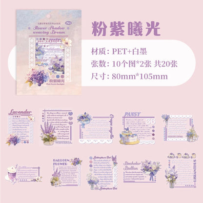 20 pcs/pack INS English Text Flowers Material Collage PET Sticker Creative DIY Collage Decor Junk Journal Aesthetics Stationery