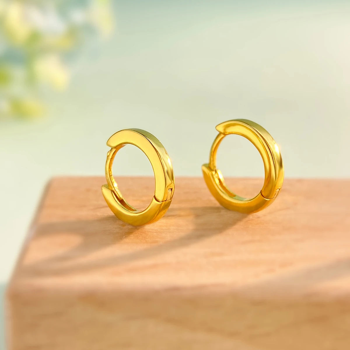 Real 925 Sterling Silver Simple Round Hoop Earrings for Women 18K Gold Plated Minimalist Huggies Ear Buckle Jewelry Accessories