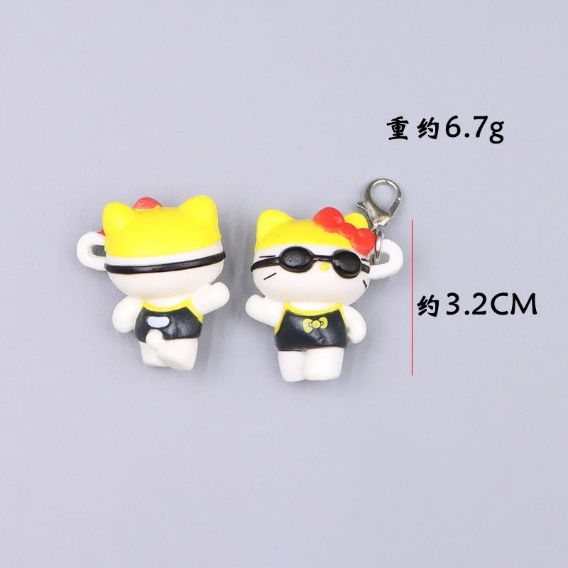 Kawaii Hello Kitty Toy Cute Anime Cat Keychain Backpack Phone Case Decoration Cartoon Festival Gift Women Accessories Wholesale