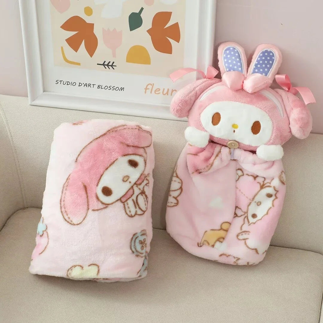 Sanrio Portable My Melody Blanket Kawaii Japanese Style Single Size Travel Blanket Comfortable Office Nap Blanket Girl Xmas Gift
