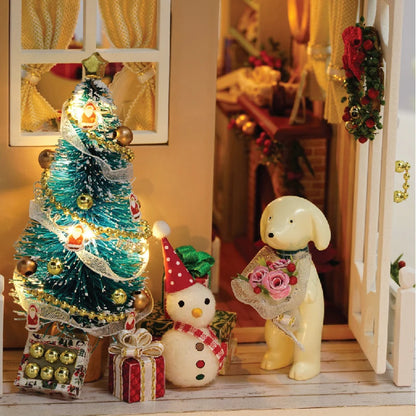 Diy With Dollhouse Furniture Light Wooden Casa Roombox Doll House  Handmade Home Assembly MiniatureToys Christmas Birthday Gifts