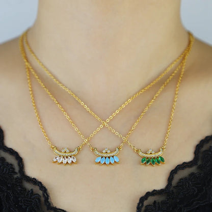 Total 31 Different Shape Arabic Letter Pendant Necklaces for Women Paved Green White Cz and Turquoise Gold Color Fashion Jewelry