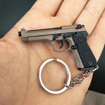 Alloy 1:4 92F Pistol Portable Toy Gun Model Detachable Keychain Fidget Toy for Boy Collection Adults Christmas Xmas Gift