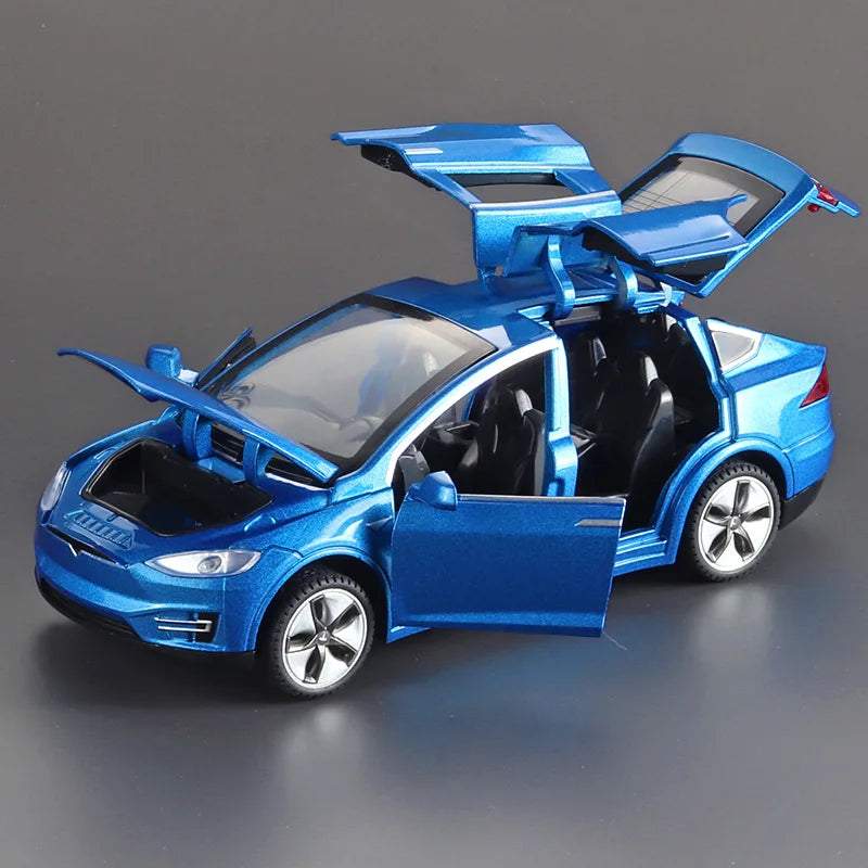 1:32 Model 3 Model X Alloy Diecast Metal Model Car Sound & Light Mini GT Miniature Collections Decorative Ornaments Gifts Friend