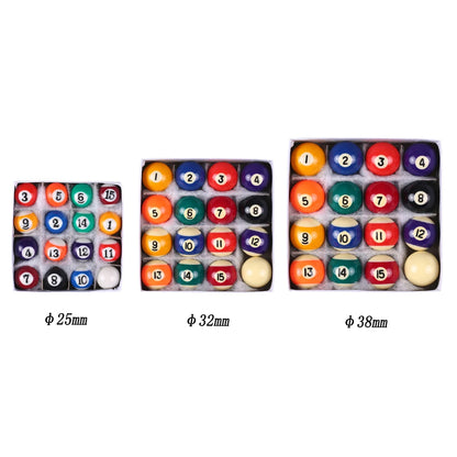 25MM / 32MM / 38MM Children Billiards Table Balls Set Resin Small Pool Cue Balls Full Set