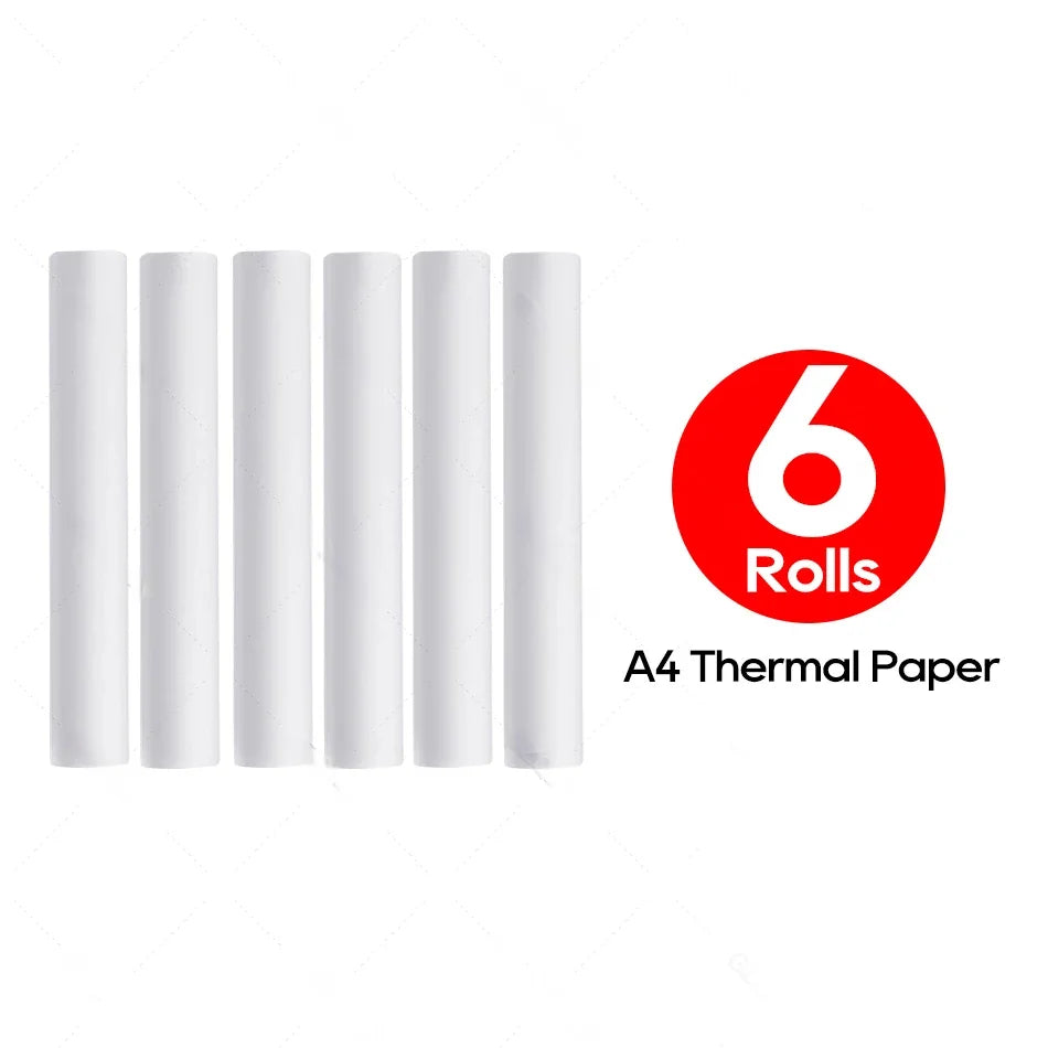 6 Rolls A4 Quick-dry Thermal Paper for mini printer thicker brighter and the font is clearer to make the printing quality better