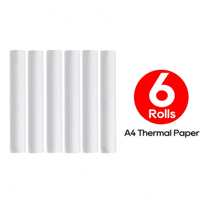 6 Rolls A4 Quick-dry Thermal Paper for mini printer thicker brighter and the font is clearer to make the printing quality better