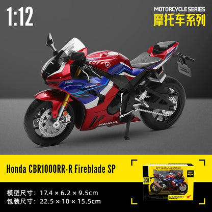 MSZ CCA 1:12 BMW R1250GS S1000R with base alloy die-cast car motorcycle model, toy gift giving, die-cast static motorcycle model
